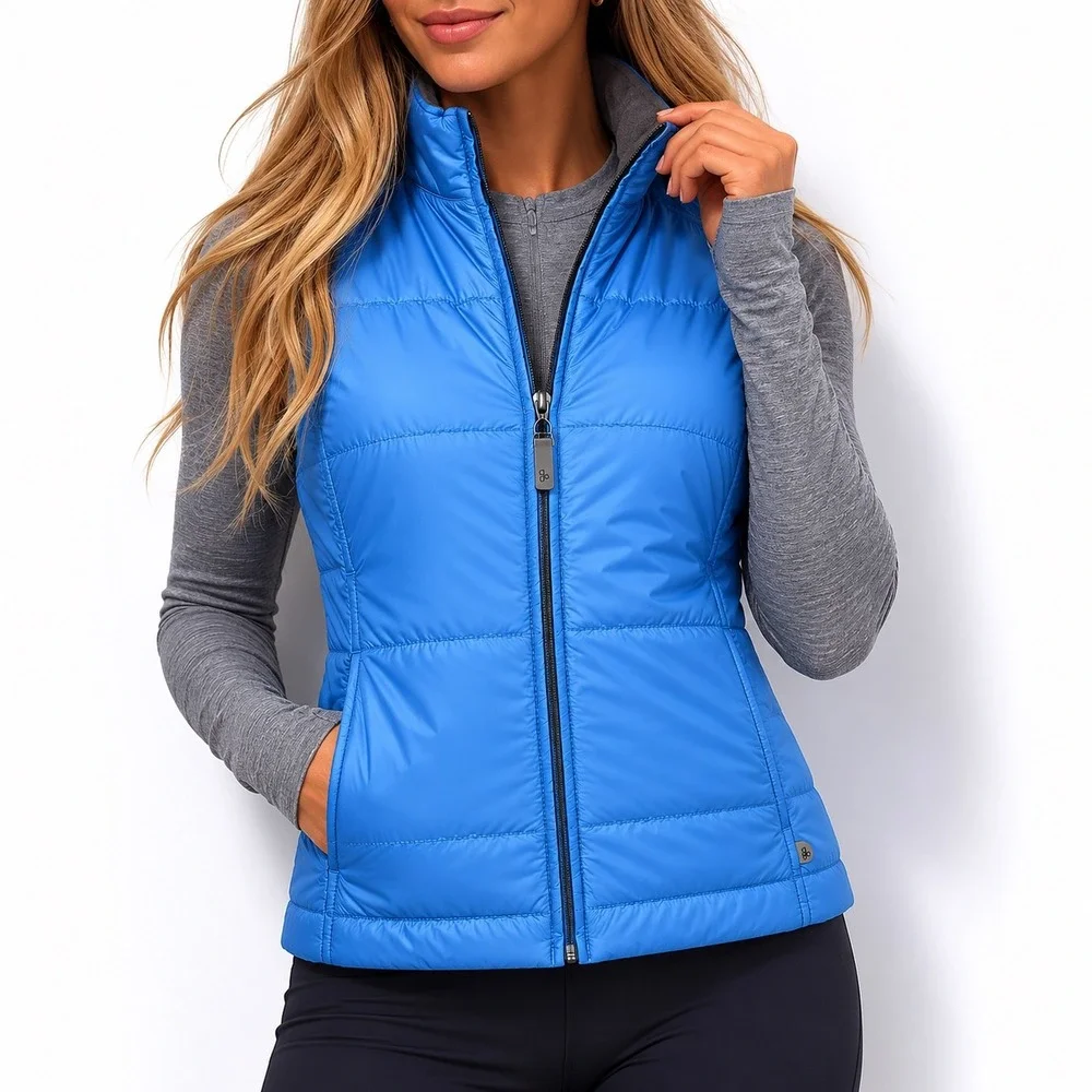 Alo Yoga Blue Lightweight Puffer Vest Athleisure Minimalist Medium‎